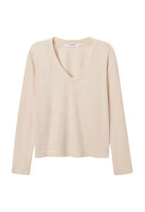 Perfectwhitetee: Sinatra Long Sleeve V-Neck - Sugar