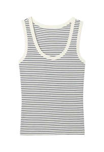 Perfectwhitetee: Jordan Ribbed Tank - Navy Stripe