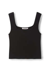 kaitlyn Rib Cropped Tank - True Black