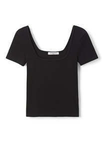 Perfectwhitetee: Chloe Square Neck Tee - True Black