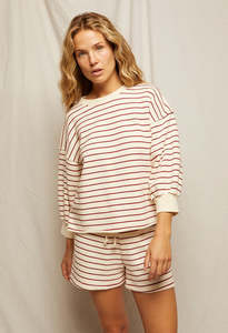 Niall French Terry Crewneck Sweatshirt - Red/Natural