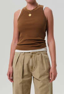 Isabel Rib Tank - Manuka Bronze