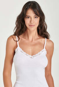 V-Neck Rib Knit Camisole - White