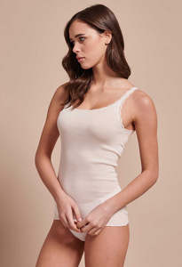 Cotton & Silk Camisole With Fine Lace Trim - Ivory