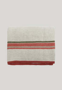 Homeware: Red Selvedge Stripe Linen Tablecloth