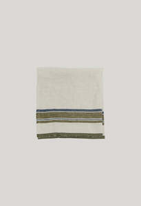 Homeware: Green Selvedge Stripe Linen Napkin