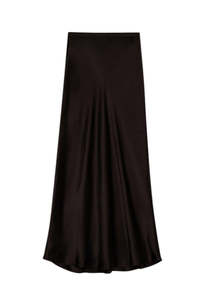 Skirts: Bar Silk Skirt - Deep Brown