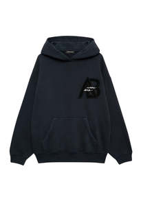 Sweaters And Knits: Jaci Hoodie Letterman - Vintage Black