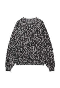 Sweaters And Knits: Miles Sweatshirt - Grey Leopard