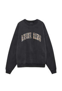 Sweaters And Knits: Miles Sweatshirt Anine Bing Leopard - Washed Black