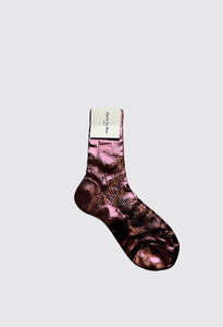 Socks: Ribbed Laminated Socks - Bordeaux