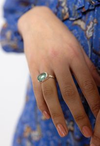 Rings: Sian Ring Silver - Soft Green