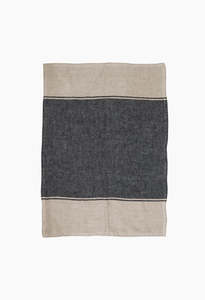 Napkins: Twill Tea Towel Wide Charcoal Band