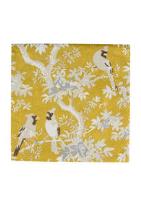 Napkins: Scenic Songbirds Gold & Ivory Cocktail Napkins