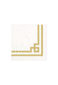 Napkins: Rive Gauche Paper Cocktail Napkins in Gold & White