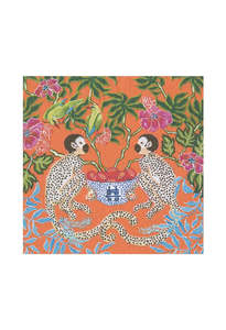 Monkeys Paper Luncheon Napkins in Orange
