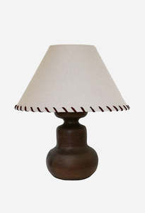 Cc Interiors: Java Wooden Urn Lamp W/ Woven Linen Shade