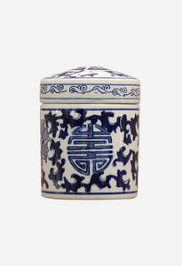 Cc Interiors: Decorative Jar W/Lid - Blue & White
