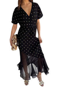 Dresses: Black Plisse Fifi Dress