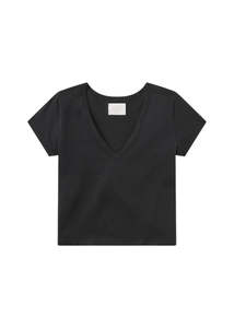Clothing: Hara V-Neck Tee - Washed Black