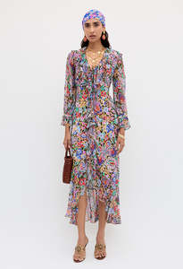 Rixo: Gracye Dress Cara Floral Leopard Brown