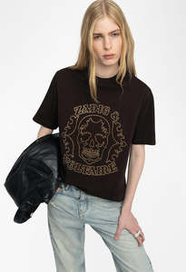 Zadig Et Voltaire: Edwin BC Skull Strass - Dark Chocolate