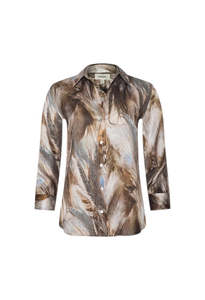 Dani 3/4 Sleeve Blouse - Neutral Mix Feather