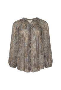 Clothing: Teagan Dolman Sleeve Blouse - Neutral/Blu Ditsy