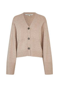 Alpha Knit Fitted Cardigan - Beige Mélange