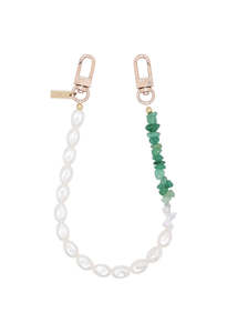 Louve Collection: Bodi Pearl & Green Wristlet