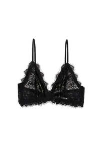 Lace Bra With Trim - Black