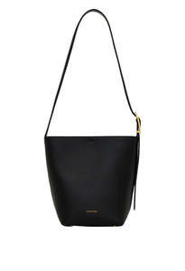 Elly Medium Bucket Bag - Black Grained Leather
