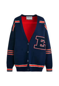 Essentiel Antwerp: Jigan Cardigan - Navy and Red