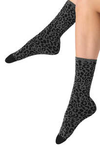 Leopard and Grey Mélange Socks