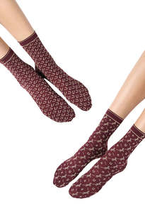Accessories: Twins Texas Bipack Opaque Socks - Bordeaux