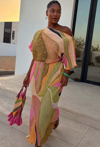 All: Green Abstract Tilly Dress