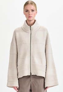 Textural Zip Cardigan - Chalk