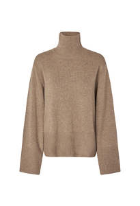 Alpha Knit T-Neck - Camel Mélange