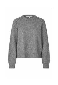Banja Knit Raglan O-Neck - Mid Grey Mélange