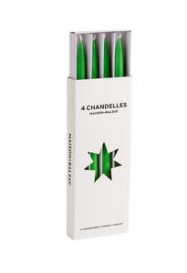 Chandelles 4 Tapered Candles - Emerald