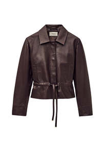 Manita Cropped Leather Jacket - Prune