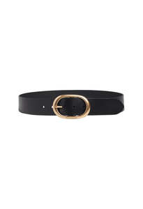 Accessories: The Jean Belt - Black/Antique Brass