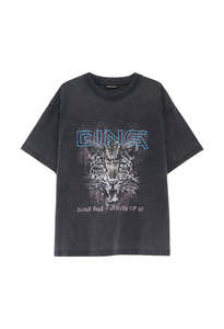 Anine Bing: Cade Tee Leo Muse - Washed Black