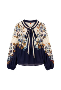 Golden Nature Blouse - Navy Blue-Beige
