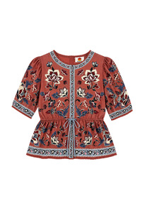 Clothing: Floral Beauty Tapestry Blouse - Blush Pink