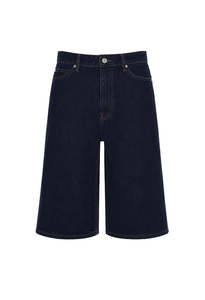 Second Female: Columbo Denim Shorts - Dark Blue Denim