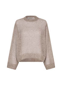 Georgina Knit O-Neck - Light Beige Mélange