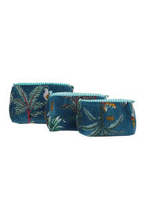 Velvet Pouch - Teal Blue Panther