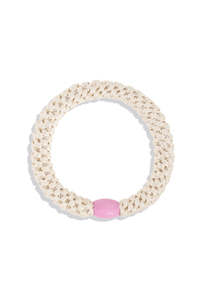 KKNEKKI Ivory Pink Bead Hair Ties