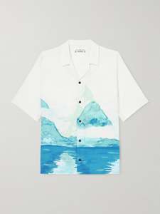 Paradise Camp-Collar Printed Lyocell Shirt